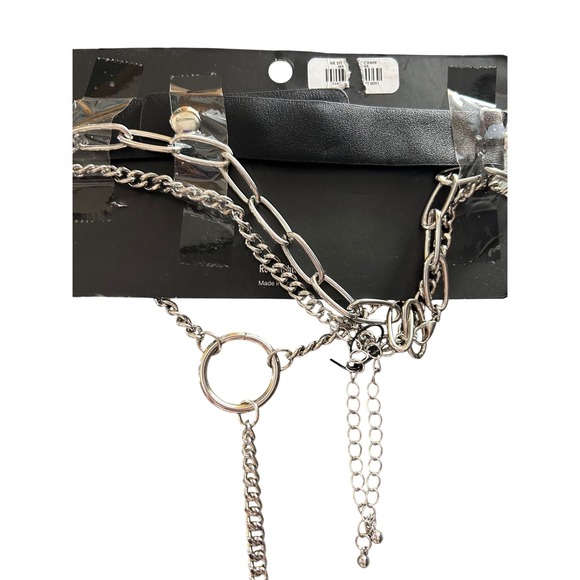 Punk Goth Layered Chain Choker Necklace Set Spiked Faux Leather O Ring Collar - Picture 3 of 3